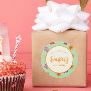 Sticker Rond Fresh to the Market First Birthday Theme - Floral