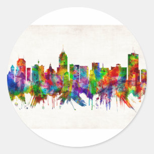 Sticker Rond Fresno California Skyline