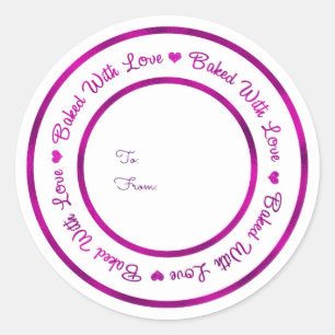 Sticker Rond Friandise cuite avec amour Violet vibrant Moderne 