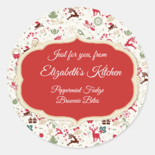 Sticker Rond Friandises de Noël, "De la cuisine de", Personnali