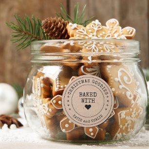 Sticker Rond Friandises de Noël en papier kraft