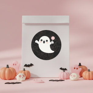 Sticker Rond Friandises effrayantes fantômes amicaux sucette ID