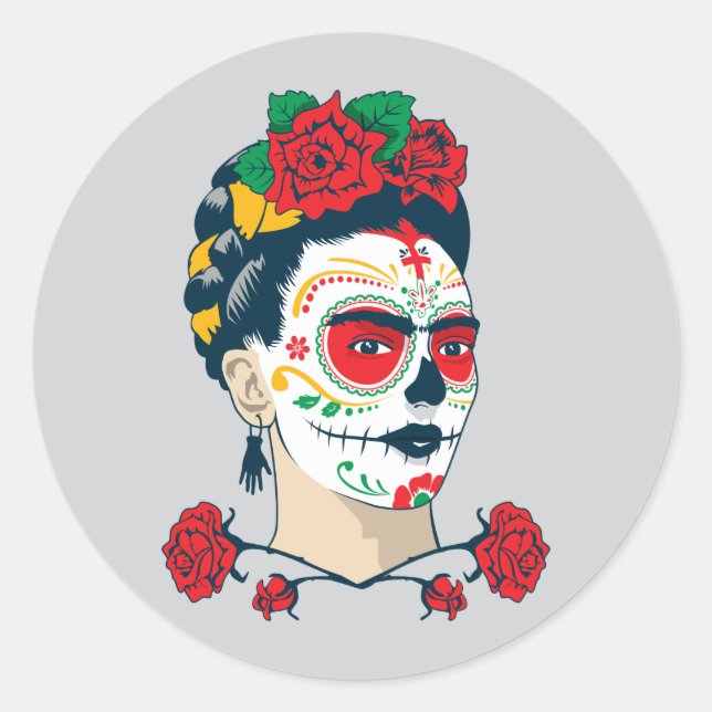 Sticker Rond Frida Kahlo | El Día de los Muertos (Devant)