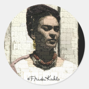 Sticker Rond Frida Kahlo Portrait textile