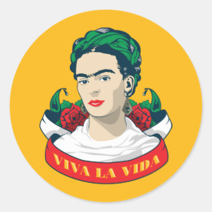 Sticker Rond Frida Kahlo   Viva la Vida