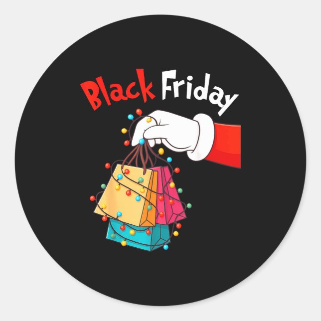 Sticker Rond Friday Shopng Squad Christmas Black Shopng Family  (Devant)