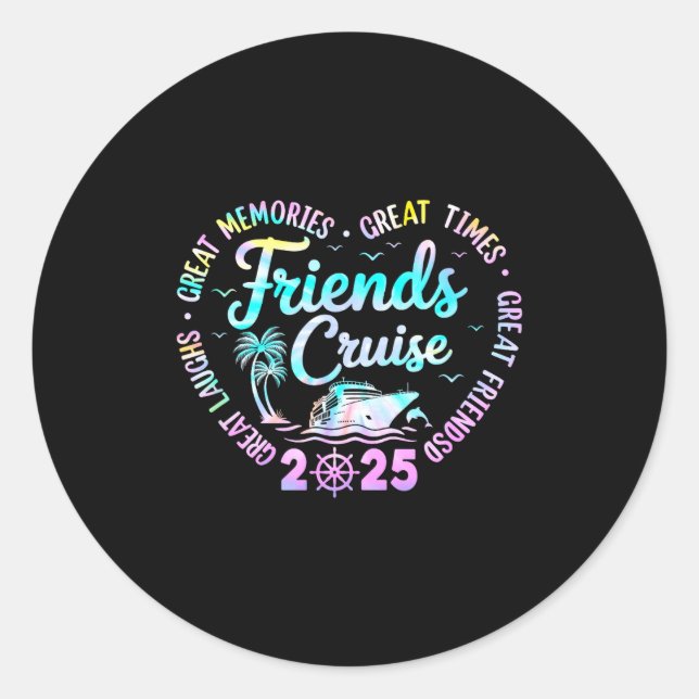 Sticker Rond Friends Cruise 2025 Matching Group Vacation Trip C (Devant)