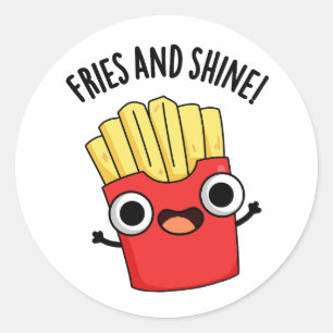 Sticker Rond Fries Et Brillantes Puns De Nourriture Drôle