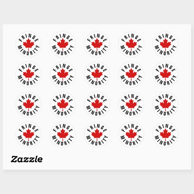 Sticker Rond Fringe Minorité canadienne Feuille d'érable rouge (Feuille)