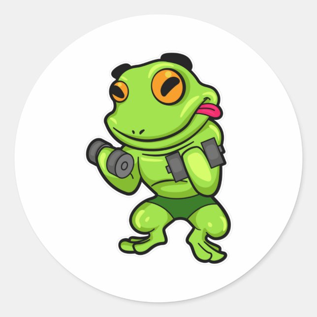 Sticker Rond Frog à Biceps entraînement avec Dumbbells (Devant)