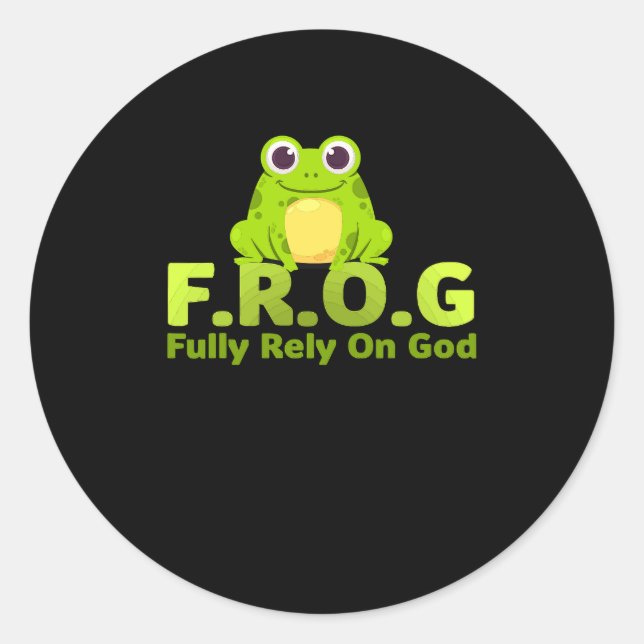 Sticker Rond FROG funny definition fully rely on god (Devant)