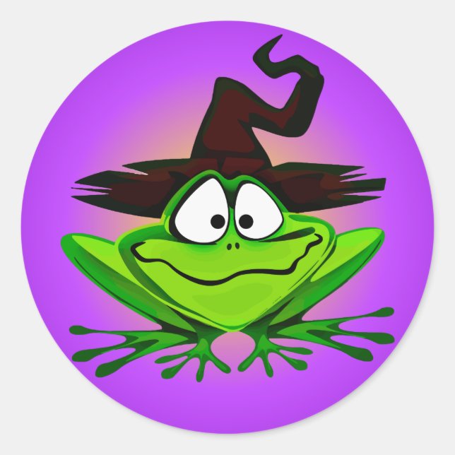 Sticker Rond Frog pourpre (Devant)