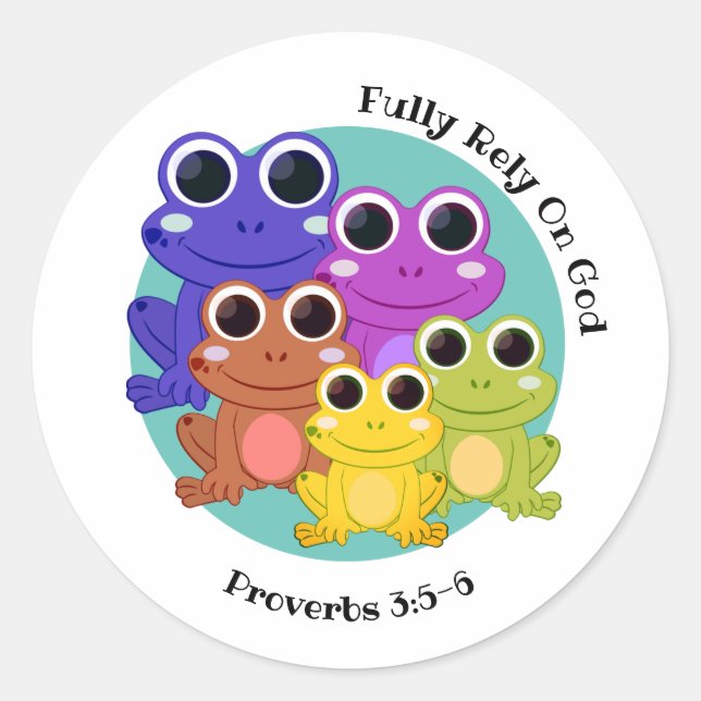 Sticker Rond FROG Se fier entièrement à Dieu chrétien (Devant)