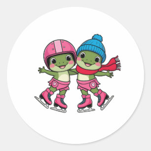 Sticker Rond Frogs Patinage sur glace