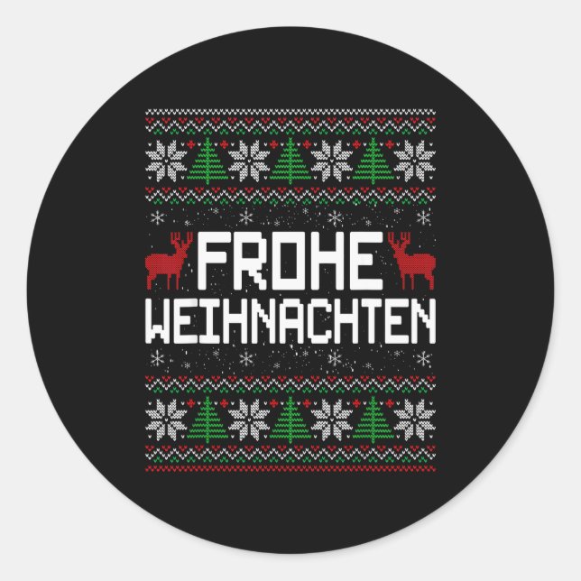 Sticker Rond Frohe Weihnachten German Merry Christmas Holidays  (Devant)
