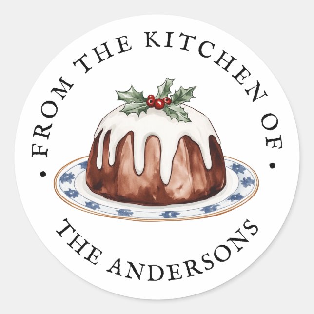 Sticker Rond From The Kitchen Of | Christmas Pudding (Devant)