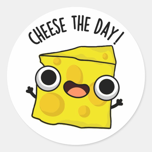 Sticker Rond Fromage Le Jour Amusant jeu de nourriture (Devant)