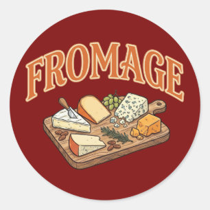 Sticker Rond Fromage Vintage Graphisme de Charcuterie Française