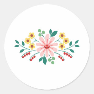 Sticker Rond Frontière florale de fleur
