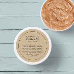 Sticker Rond Frontière gris rustique Liste des ingrédients Étiq