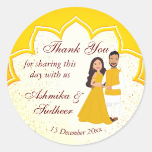 Sticker Rond Frontière indienne jaune pour haldi commun merci