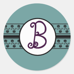Sticker Rond Frontières Mariages Monogrammes Aqua Blue