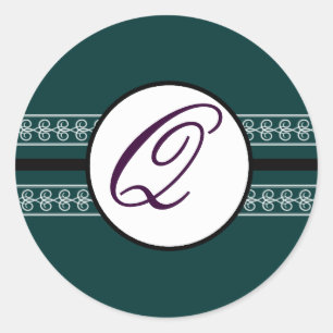 Sticker Rond Frontières Mariages Monogrammes Profondes Turquois