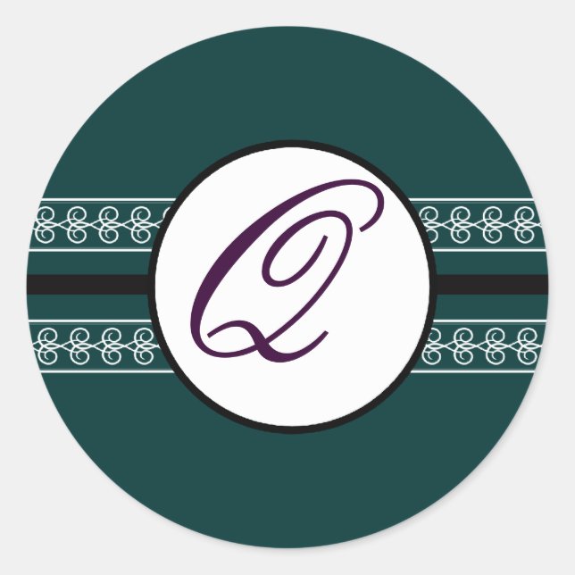 Sticker Rond Frontières Mariages Monogrammes Profondes Turquois (Devant)