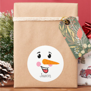 Sticker Rond Frosty le visage heureux du Snowman