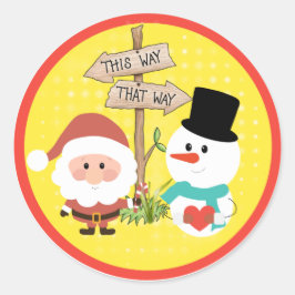 Sticker Rond Frosty ou Père Noël ? Quel chemin pour Noël ?