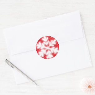 Sticker Rond Frosty red North Pole snowflakes   sparklinw