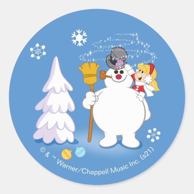 Sticker Rond Frosty the Snowman™ | Frosty & Karen Winter Fun (Devant)
