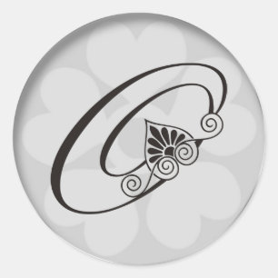 Sticker Rond Frottent la bordure en argent Monogramme O