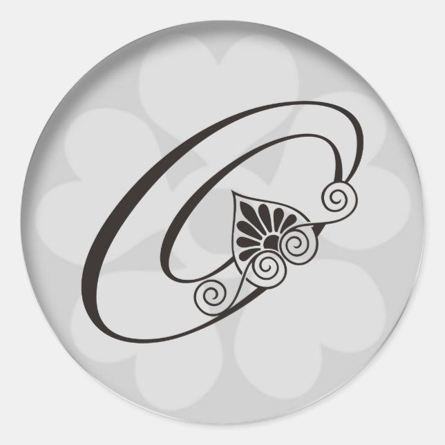 Sticker Rond Frottent la bordure en argent Monogramme O (Devant)