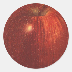 Sticker Rond Fruit Alimentaire Ancien, Pomme Rouge Délicieuse B