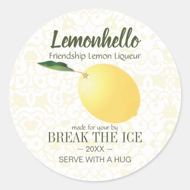 Sticker Rond Fruit citron | Amitié Hello Funny (Devant)