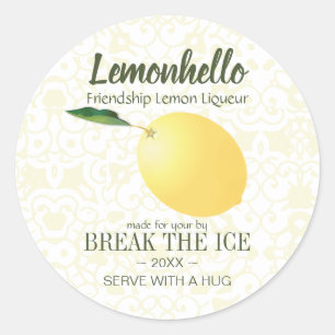 Sticker Rond Fruit citron   Amitié Hello Funny