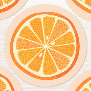 Sticker Rond Fruit Orange Citron