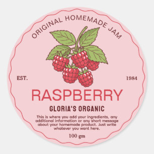 Sticker Rond Fruit vintage Confiture de framboise Produit maiso