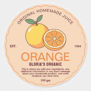 Sticker Rond Fruit vintage Jus d'orange Produit maison