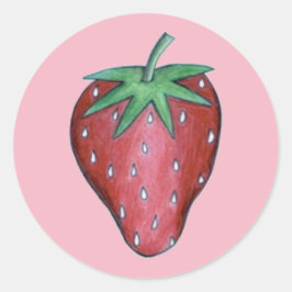 Sticker Rond Fruits de fraises rouges juteuses roses Imprimer