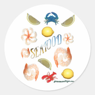 Sticker Rond Fruits de mer !