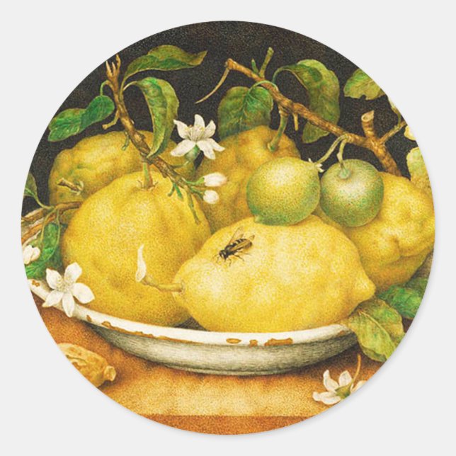 STICKER ROND FRUITS DE SAISON LÉMONS ET FLEURS BLANCHES (Devant)