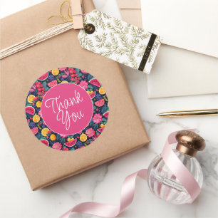 Sticker Rond Fruits et fleurs tropicaux