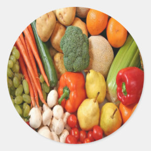 STICKER ROND FRUITS ET LÉGUMES
