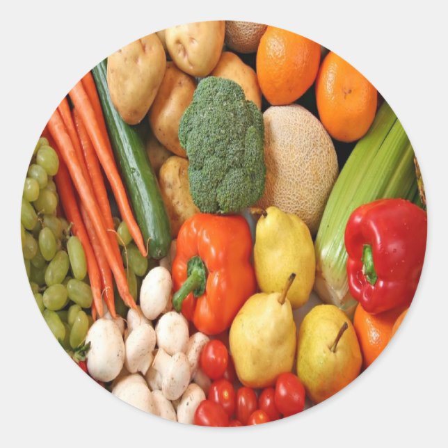 STICKER ROND FRUITS ET LÉGUMES (Devant)
