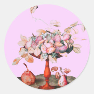 Sticker Rond FRUITS/JASMINES DE SAISON, FLEURS, PRUNES Rose