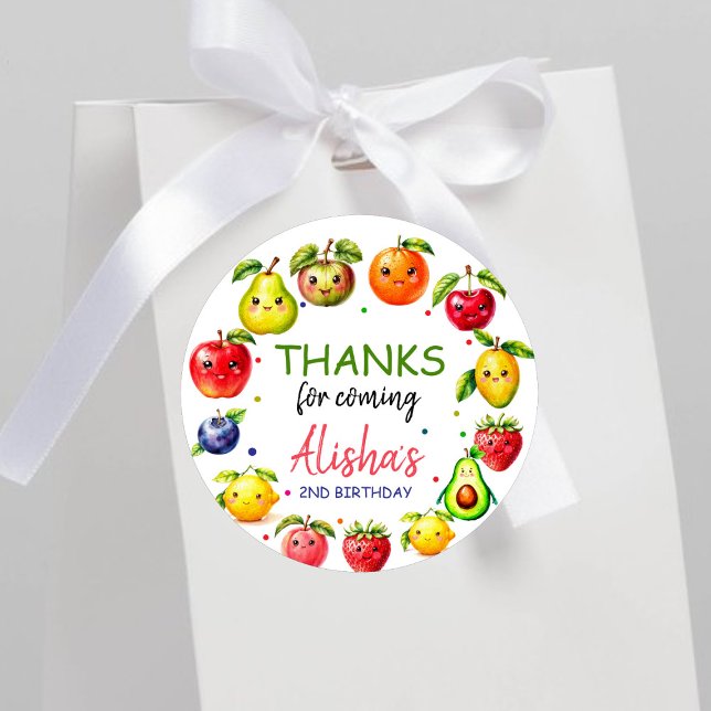 Sticker Rond Fruits mignons Fille Anniversaire (Créateur téléchargé)