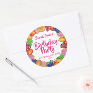 Sticker Rond Fruits tropicaux Banana Watermelon fête d'annivers