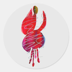 Sticker Rond Fuchsia abstraite aquarelle florale